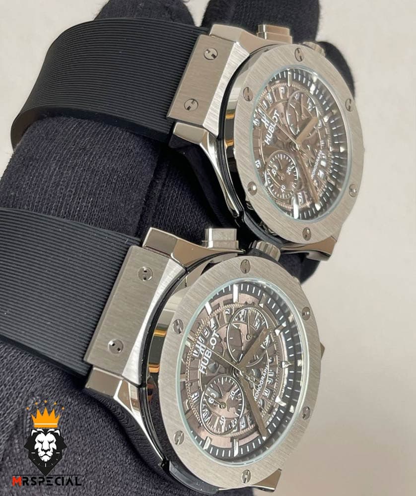 ساعت ست هابلوت مردانه و زنانه کرنوگراف استیل صفحه اسکلتون 01650 HUBLOT BIG BANG — تصویر ۶