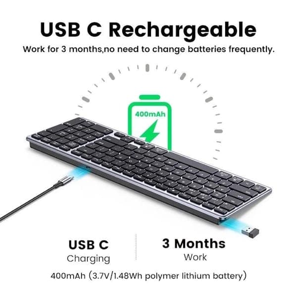 کیبورد بی سیم بلوتوثی یوگرین مدل KU005 کد 15258 — تصویر ۵