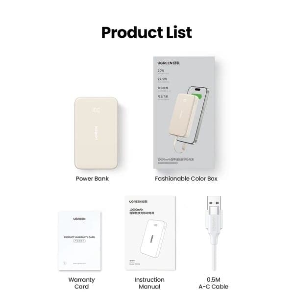 پاور بانک 20 وات سه پورت 10000mAh یوگرین مدل PB504 کد 25741