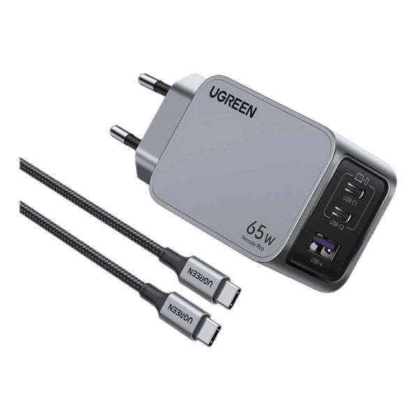 شارژر دیواری 65 وات Nexode Pro سه پورت یوگرین مدل X755 کد 25871 همراه با کابل ۵ آمپر USB-C