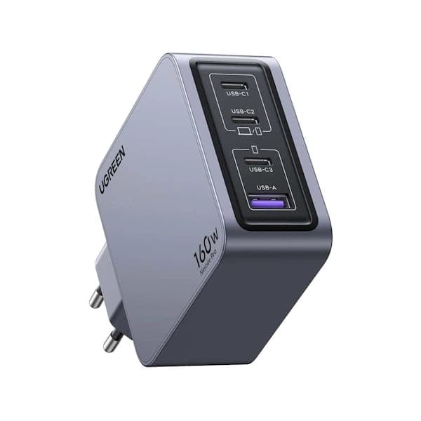 شارژر دیواری 160 وات Nexode Pro سه پورت USB-C و یک پورت USB-A یوگرین مدل X763 کد 25877 همراه با کابل 4 آمپر USB-C به طول 1.5 متر — تصویر ۳