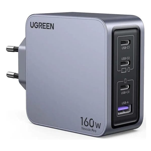 شارژر دیواری 160 وات Nexode Pro سه پورت USB-C و یک پورت USB-A یوگرین مدل X763 کد 25877 همراه با کابل 4 آمپر USB-C به طول 1.5 متر — تصویر ۲