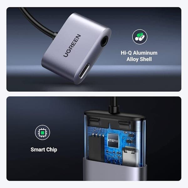 تبدیل USB-C Male به جک 3.5 میلیمتری و USB-C Female یوگرین مدل CM231 کد 60164 — تصویر ۱۰