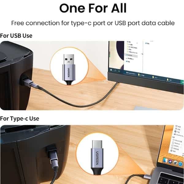تبدیل USB-C Female به USB-B Male یوگرین مدل US382 کد 20120 — تصویر ۶