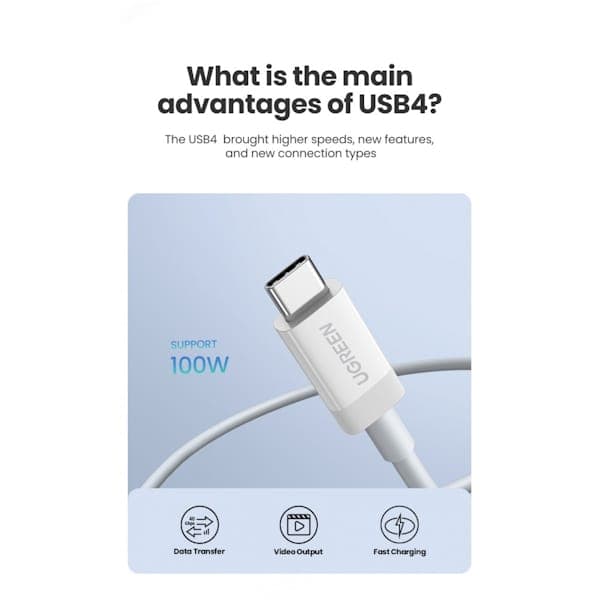 کابل شارژ و دیتا 5.5 آمپر USB-C به USB-C یوگرین مدل US506 کد 40113 — تصویر ۶