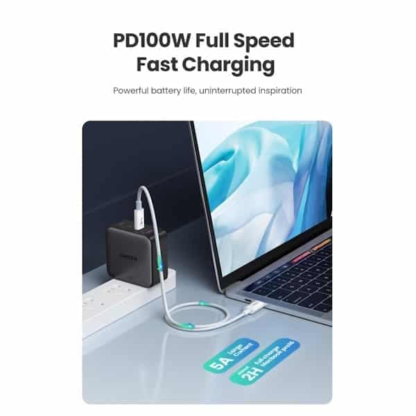 کابل شارژ و دیتا 5.5 آمپر USB-C به USB-C یوگرین مدل US506 کد 40113 — تصویر ۲