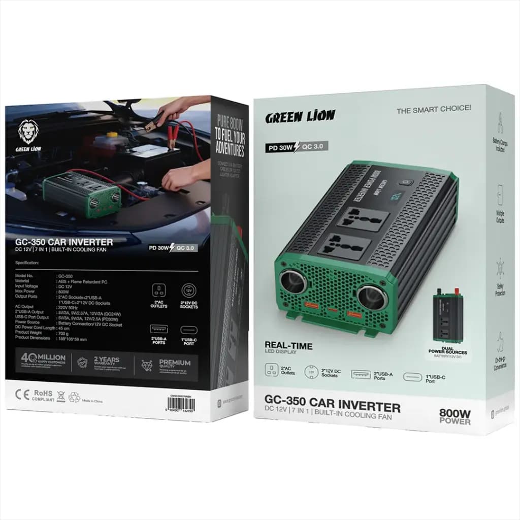 اینورتر خودرو گرین لاین مدل GC-350 توان ۸۰۰ وات — تصویر ۹