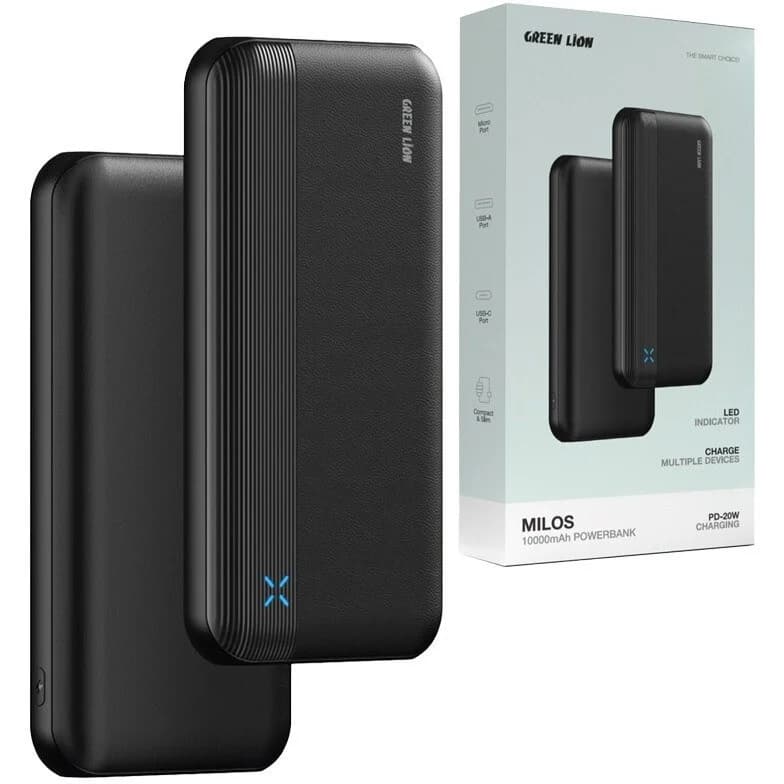 پاوربانک Green Lion Milos 10000mAh با شارژ سریع PD 20W طراحی سبک — تصویر ۶