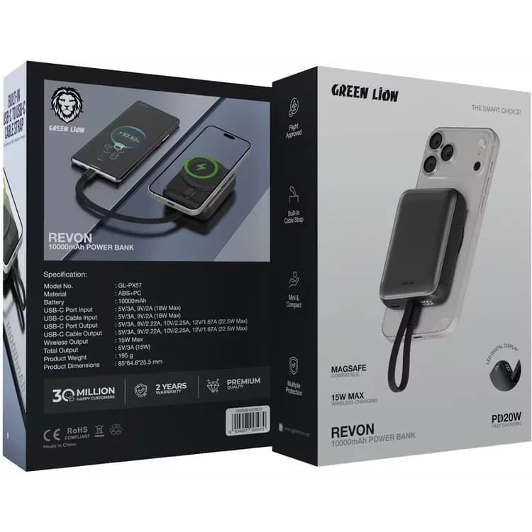 پاوربانک گرین لاین مدل Revon ظرفیت 10000 میلی آمپر ساعت — تصویر ۶