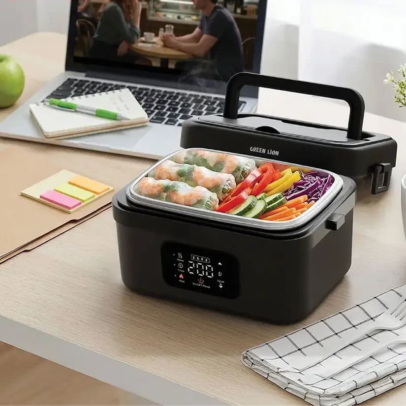 ظرف غذای الکتریکی شارژی گرین لاین مدل GLB-30 ا Green Lion Portable Lunch Box 1L Rechargeable 8000mAh — تصویر ۴