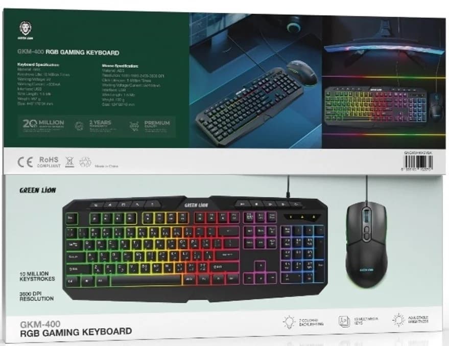 کیبورد و ماوس گیمینگ گرین لاین مدل GK-400 RGB — تصویر ۵