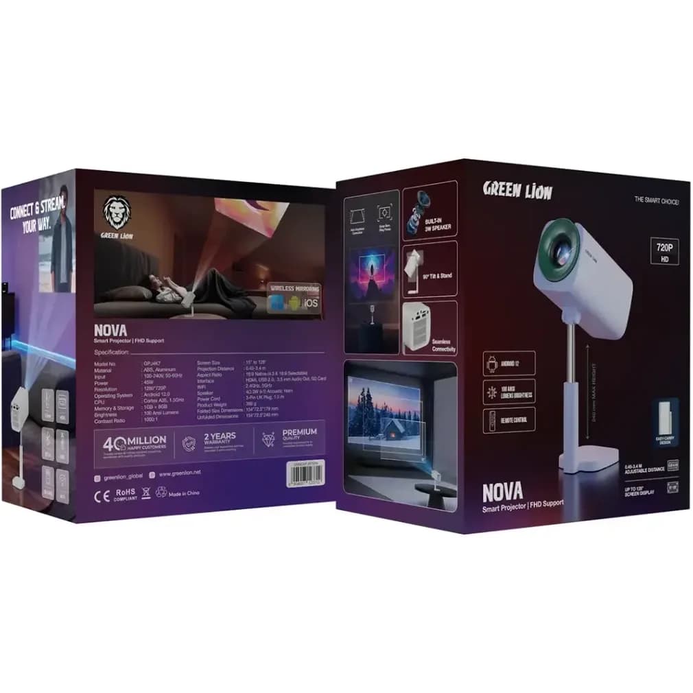 ویدیو پروژکتور هوشمند 4K گرین لاین Green Lion Nova 2 4K Portable Projector — تصویر ۴