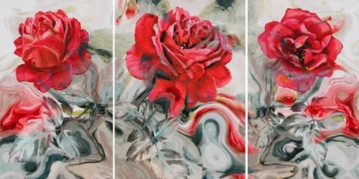 تابلو دکوراتیو سه تکه گل رز