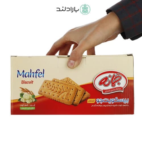 بیسکویت جو محفل جمانه حاوی شهد توت، شیره خرما و پودر جوانه گندم – 800 گرم — تصویر ۷