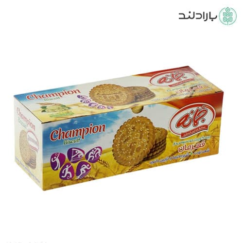 بیسکویت جو سبوس‌دار قهرمان حاوی شهد توت، شیره خرما و تزئین کنجد جمانه
