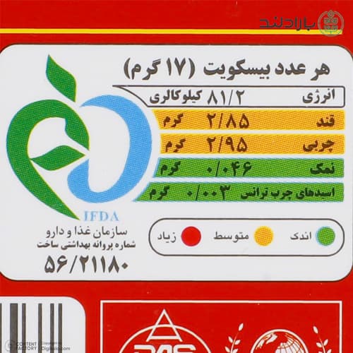 بیسکویت چند غله ساده با شهد توت جمانه – 190 گرم — تصویر ۳