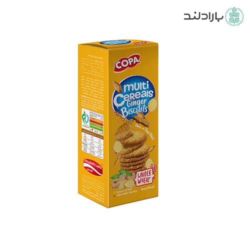 بیسکویت سبوس‌دار چندغله با طعم زنجبیل کوپا 150 گرم