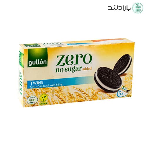 بیسکویت دوقلو شکلاتی بدون قند کرم وانیلی گولون 210 گرمی Gullon