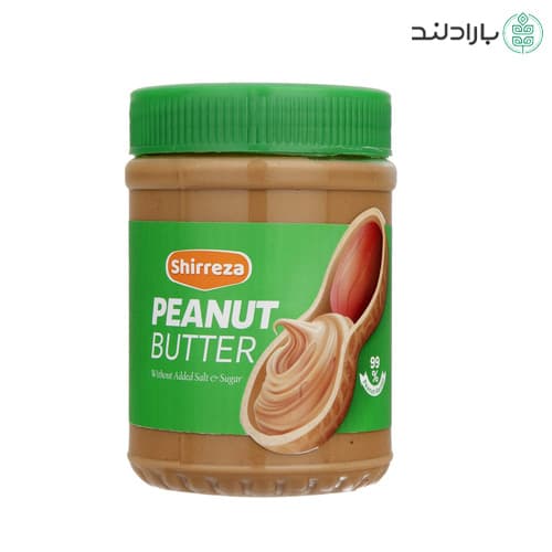 كره بادام زمينی رژیمی بدون نمک و شکر افزوده شیررضا 450 گرم