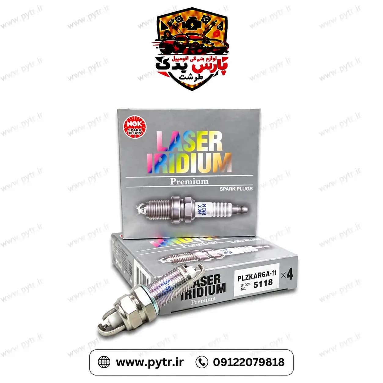 شمع خودرو NGK انجیکا لیزر پلاتینیوم PLZKAR6A-11-5118 آچار 14 — تصویر ۲