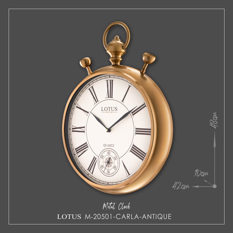 ساعت دیواری فلزی لوتوس مدل CARLA کد M-20501 رنگ ANTIQUE — تصویر ۹