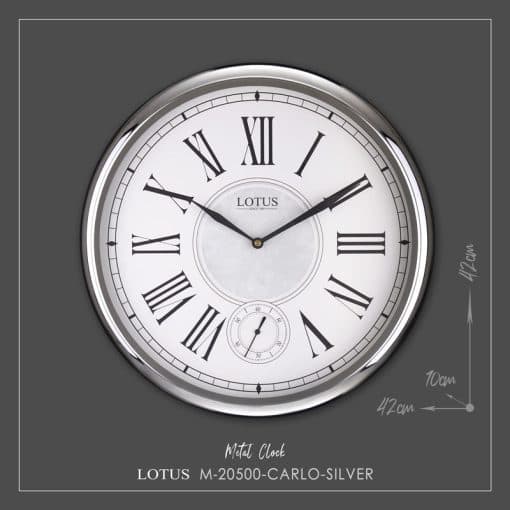 ساعت دیواری فلزی لوتوس مدل CARLO کد M-20500 رنگ SILVER — تصویر ۱۰