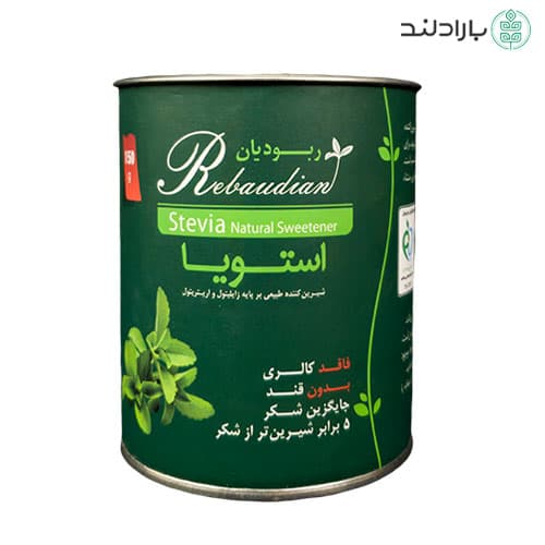 پودر شیرین‌کننده‌ی استویا زایلیتول و اریتریتول ربودیان – قوطی 150 گرم