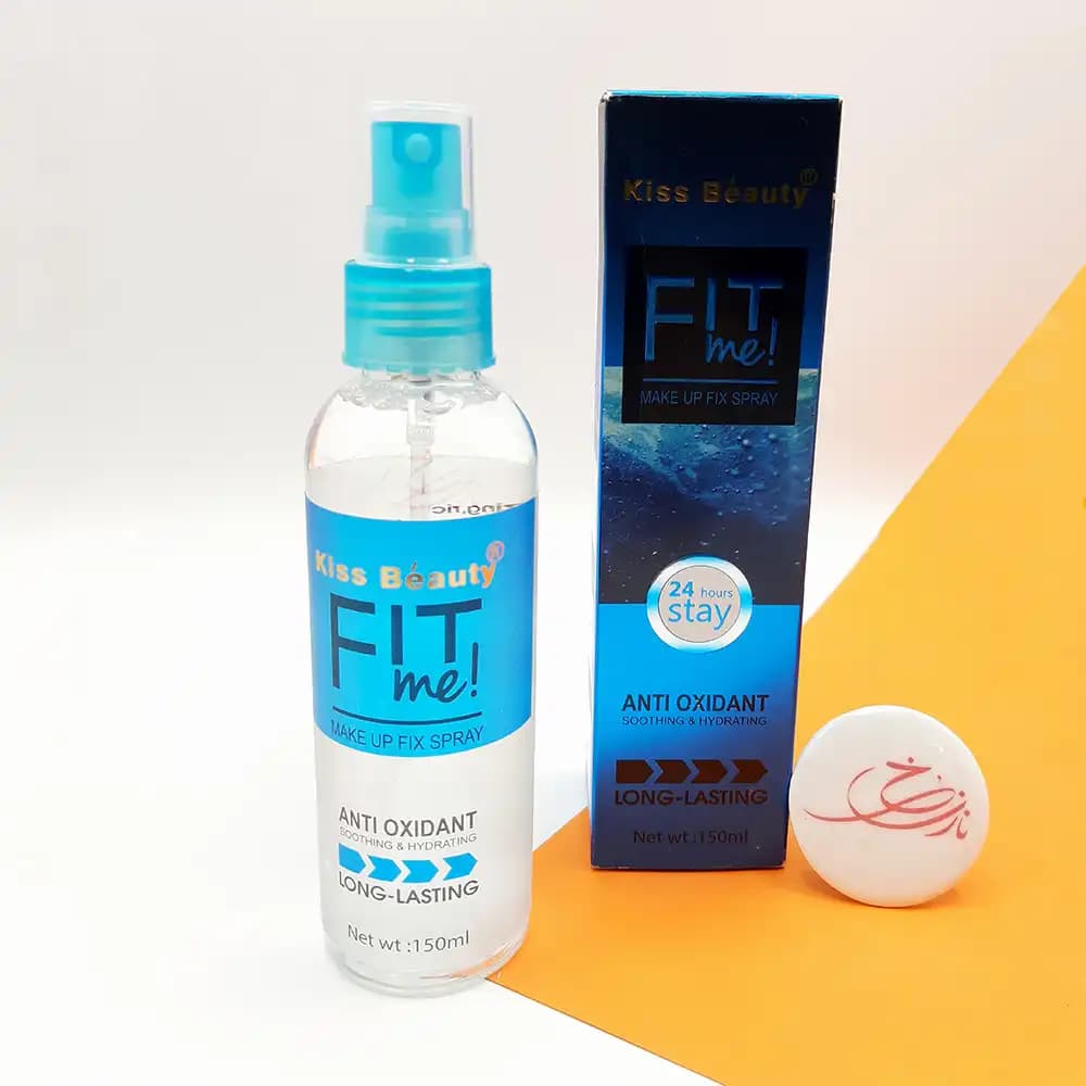 اسپری فیکساتور آرایش کیس بیوتی Kiss Beauty آبی مدل فیت می FIT me حجم 150 میلی لیتر — تصویر ۲