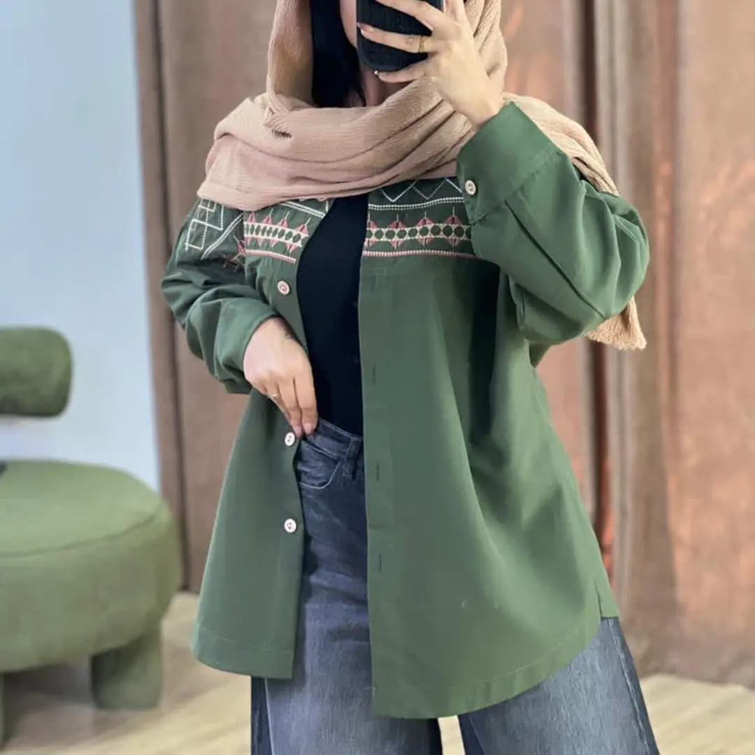 شومیز مانتویی کتان زارا — تصویر ۵