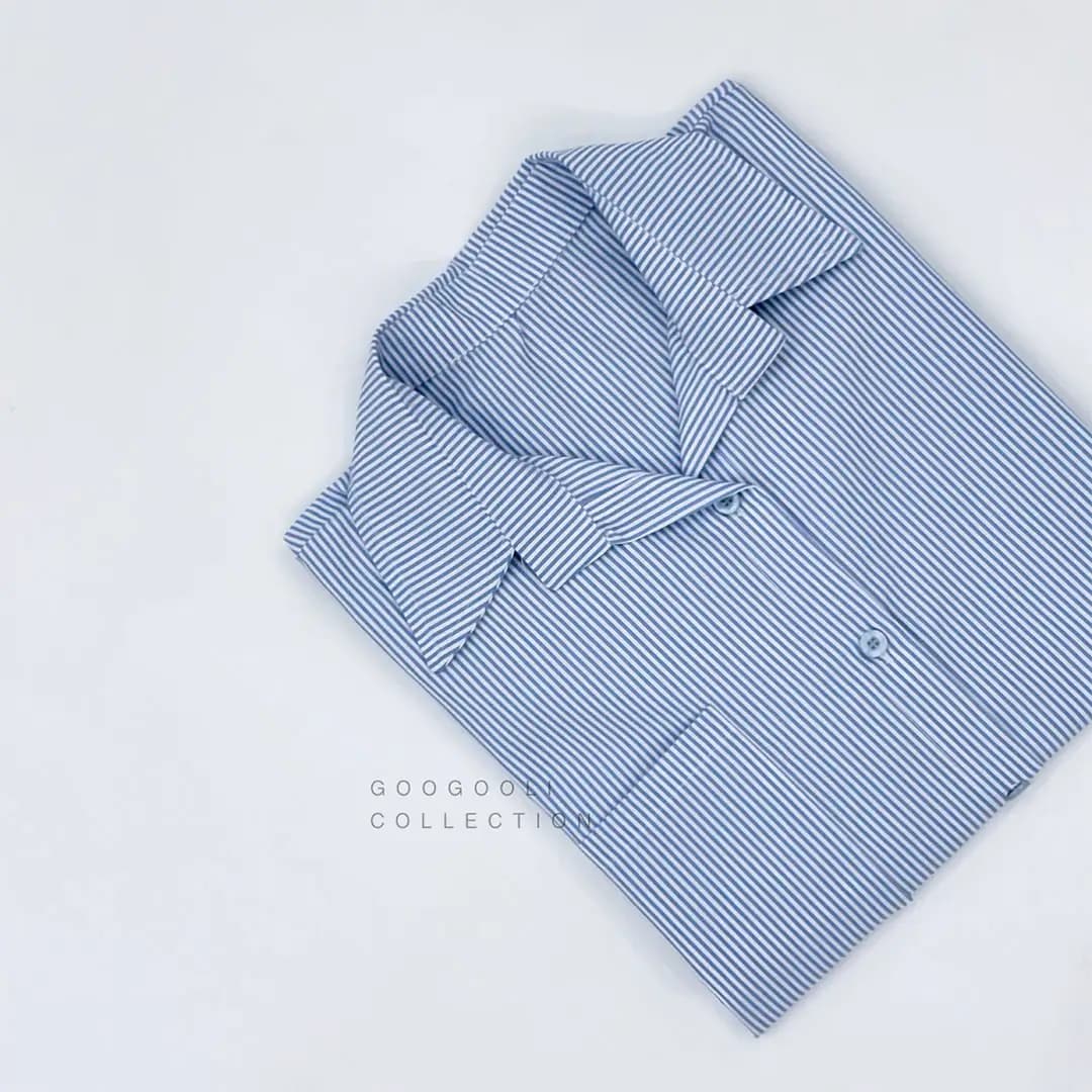 شومیز راه راه کلاسیک زنانه — تصویر ۶