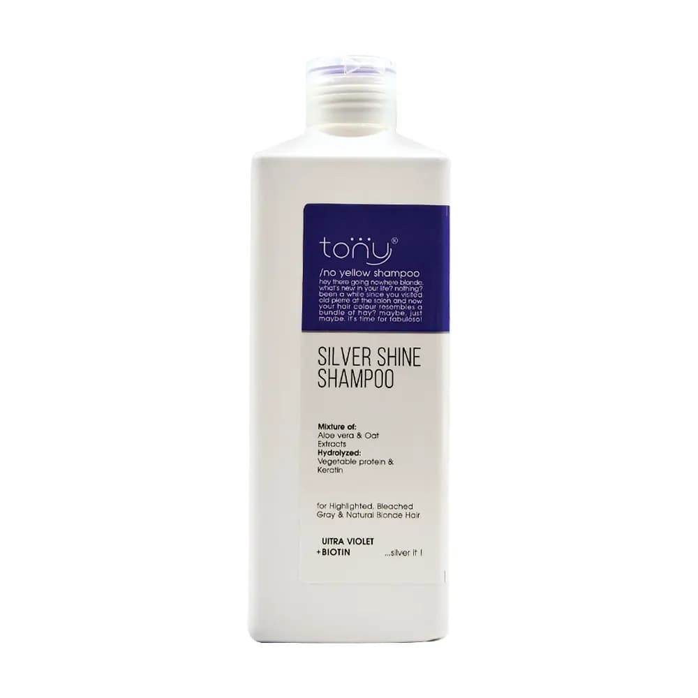 شامپو ضد زردی تونی (tony) مدل سیلور شاین (silver shine) حجم 500 میلی لیتری
