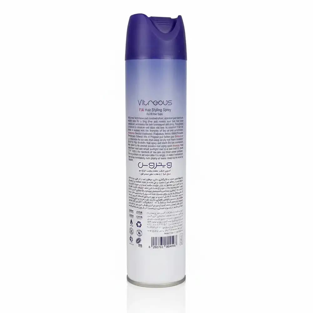 اسپری حالت‌دهنده مو ویتروس (Vitreous) مدل Fia با حالت‌دهی بسیار قوی حجم 250 میلی‌لیتر — تصویر ۳