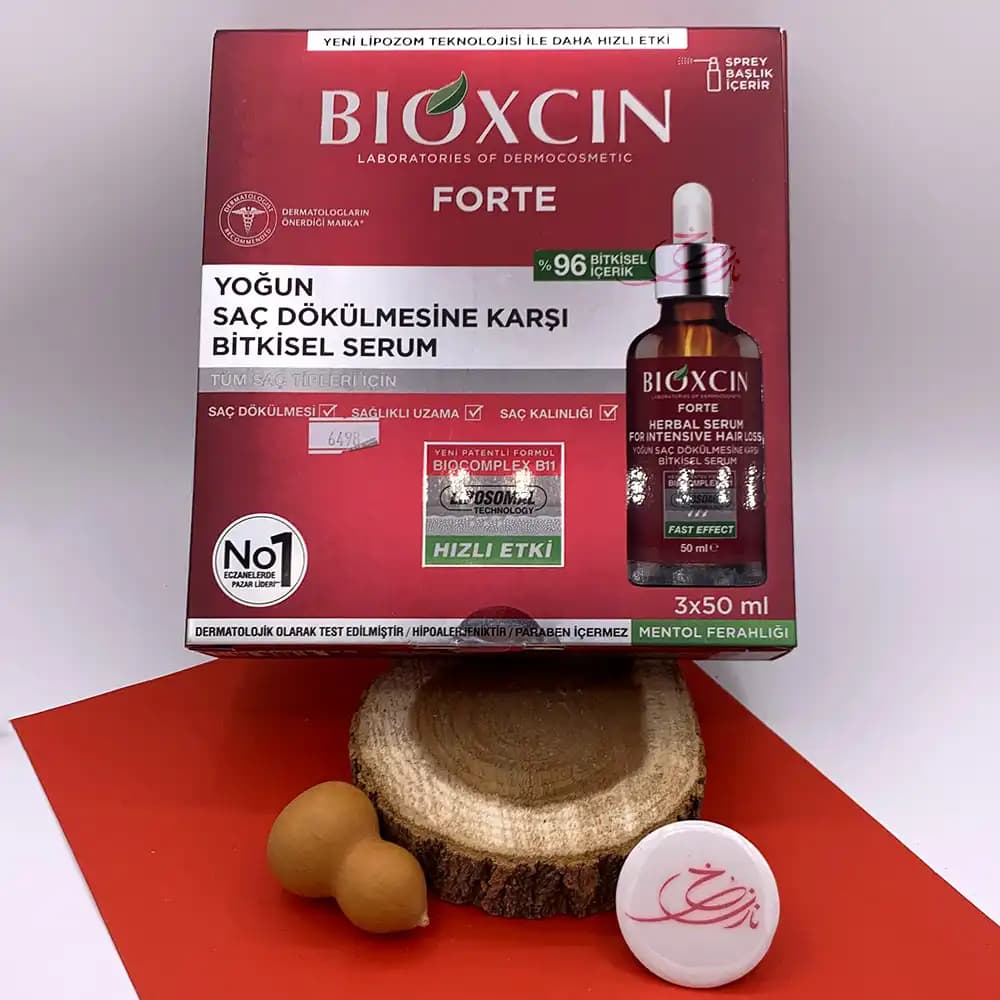 سرم ضد ریزش موی شدید بیوکسین Bioxcin مدل فورت Forte پک ۳ عددی
