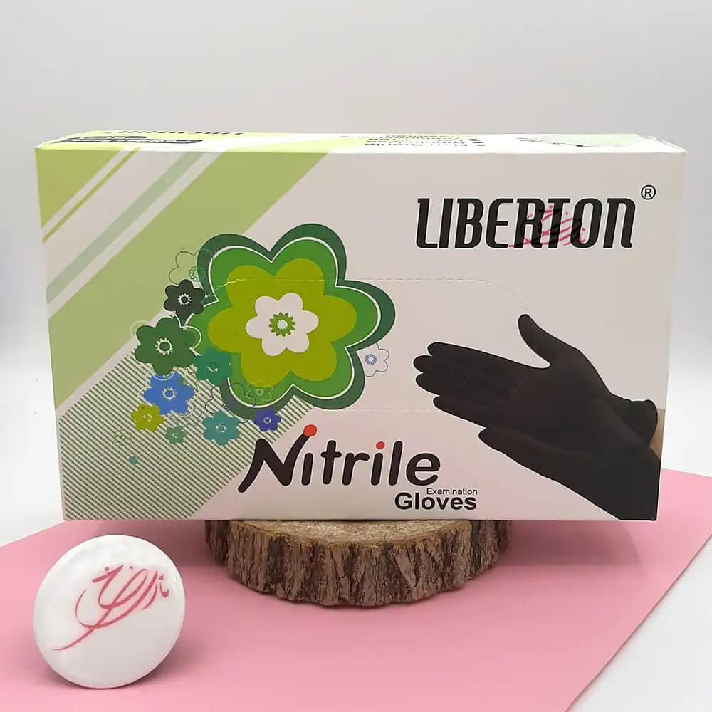 دستکش نیتریل مشکی و یکبار مصرف لیبرتون LIBERTON (بدون پودر و لاتکس) سایز بزرگ بسته 100 عددی
