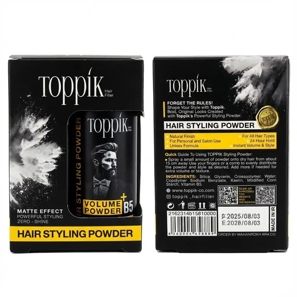 پودر حالت دهنده و حجم دهنده مو تاپیک Toppik مدل Volume + B5 مات و قوی وزن 20 گرمی — تصویر ۳