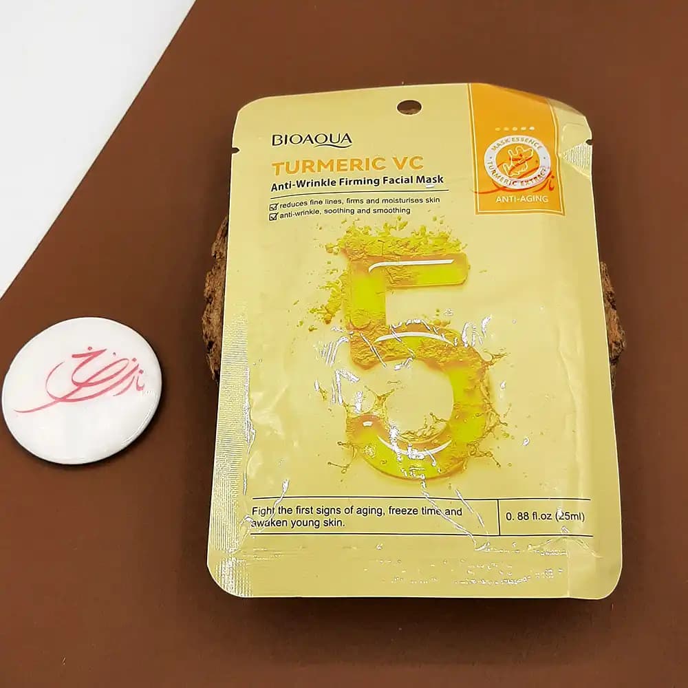 ماسک صورت ورقه ای بایوآکوا BIOAQUA مدل زردچوبه Turmeric حجم 25 میلی لیتر