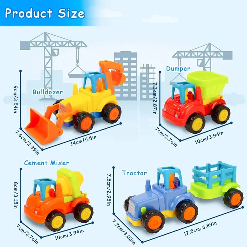 اسباب بازی ماشین بسته 4 عددی ساخت و ساز 326 هالی تویز Huile Toys — تصویر ۷
