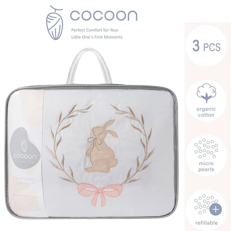ست سه تکه خواب نوزاد دخترانه طرح خرگوش کلاسیک Cocoon — تصویر ۳
