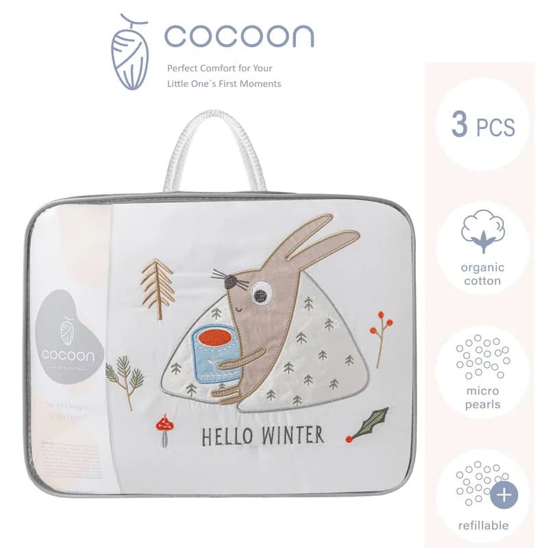 سرویس رختخواب سه تکه نوزادی دخترانه طرح خرگوش Cocoon — تصویر ۵