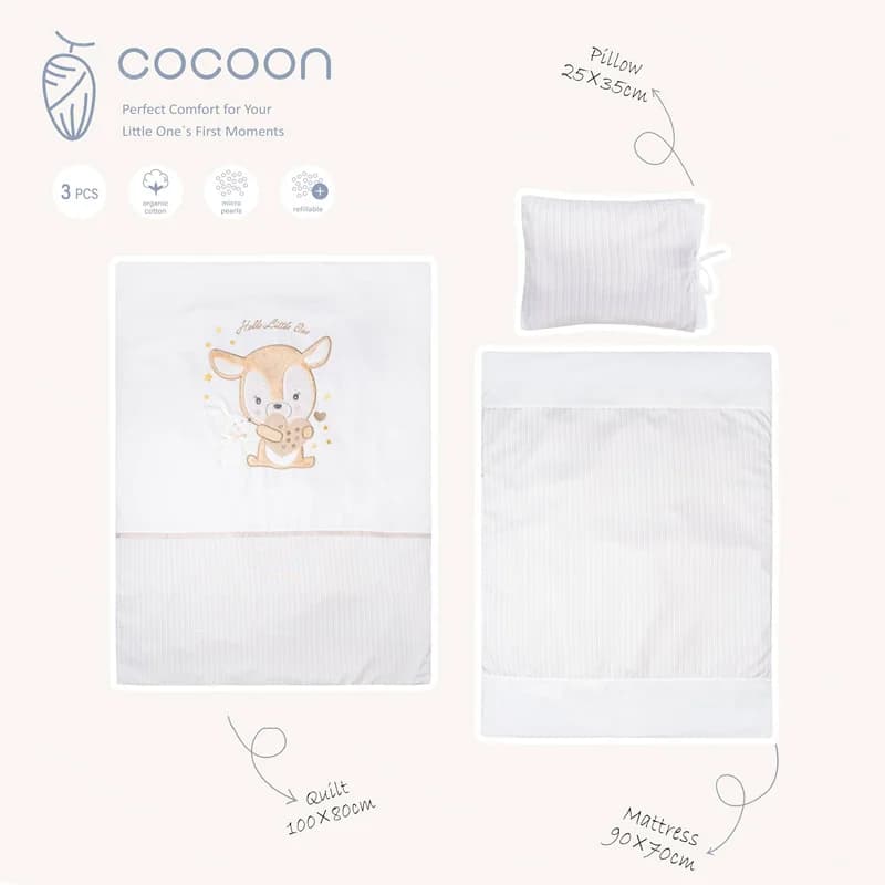 سرویس خواب سه تکه دخترانه نوزادی طرح گوزن Cocoon — تصویر ۷