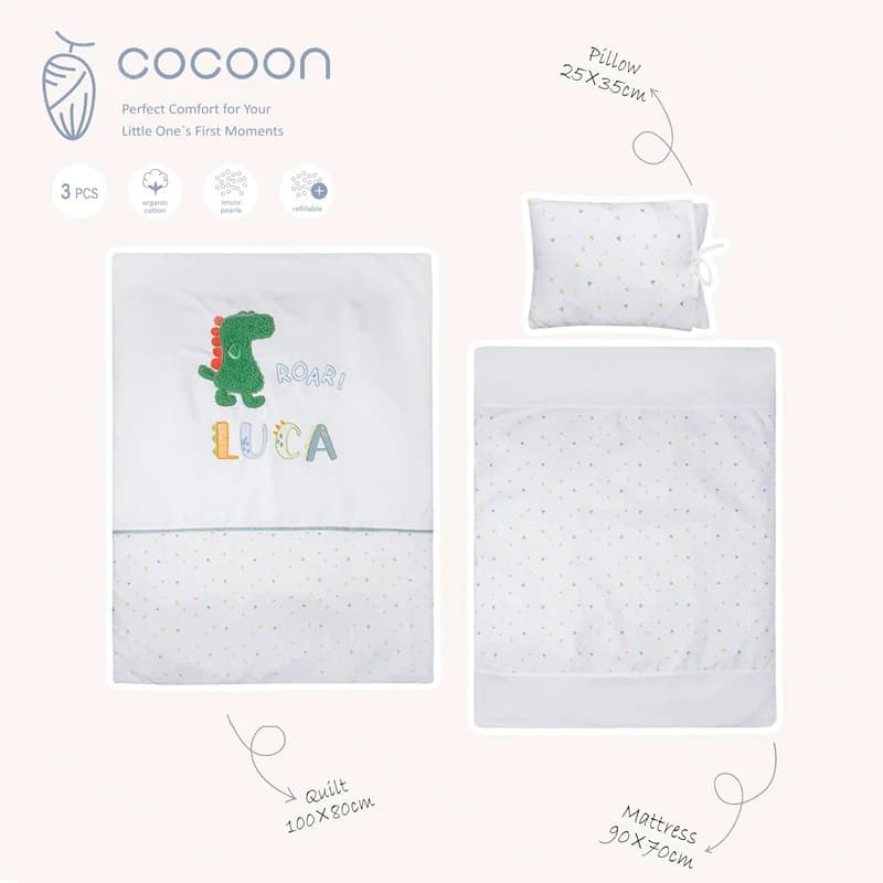 سرویس خواب سه تکه نوزادی طرح دایناسور Cocoon — تصویر ۵