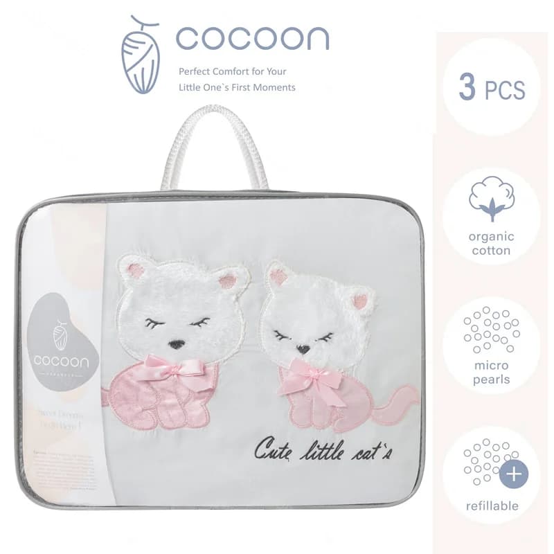سرویس خواب 3 تکه نوزادی دخترانه طرح گربه های کوچولو Cocoon — تصویر ۴