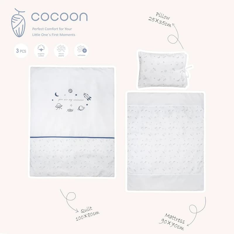 سرویس خواب 3 تکه نوزادی پسرانه طرح کهکشان Cocoon — تصویر ۳