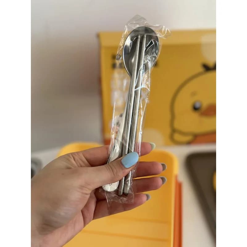 لانچ باکس چهار قسمتی با کاسه درب دار طرح جوجه Ben Duck — تصویر ۴