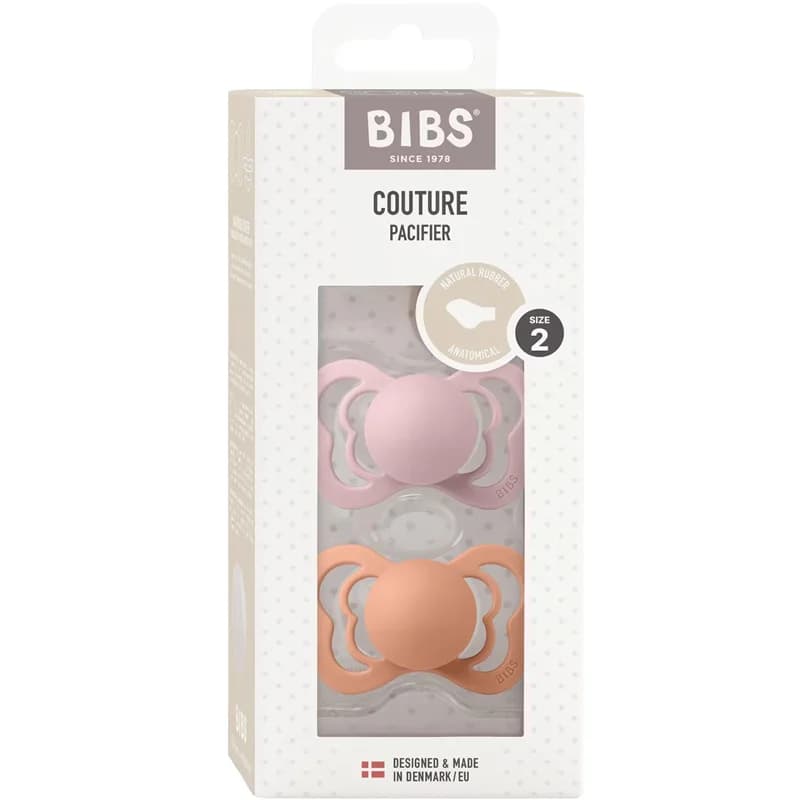 پستانک ارتودنسی لاتکس 6-18 ماه مدل Couture هلویی و کالباسی دو عددی بیبس Bibs — تصویر ۴