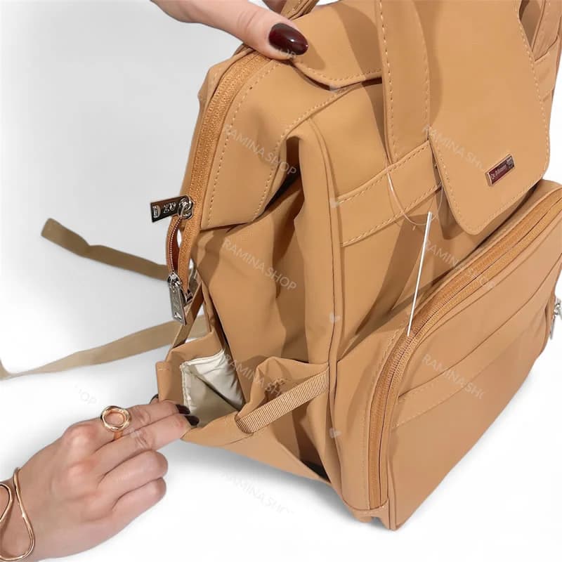 کوله پشتی لوازم کودک طرح چرم QZmommybag — تصویر ۸