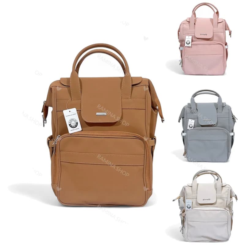 کوله پشتی لوازم کودک طرح چرم QZmommybag — تصویر ۲