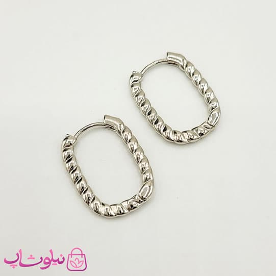 گوشواره زنانه ژوپینگ مستطیلی نقره ای کد 791