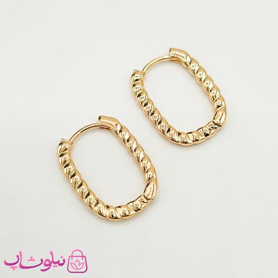 گوشواره زنانه ژوپینگ مستطیلی طلایی کد 791