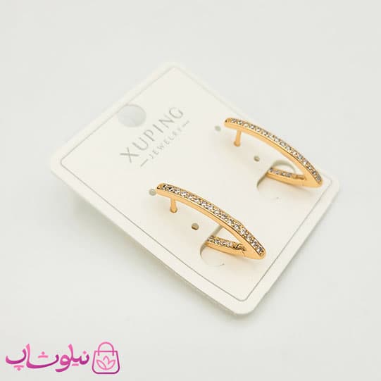 گوشواره زنانه ژوپینگ نگین دار کد 1090 — تصویر ۲